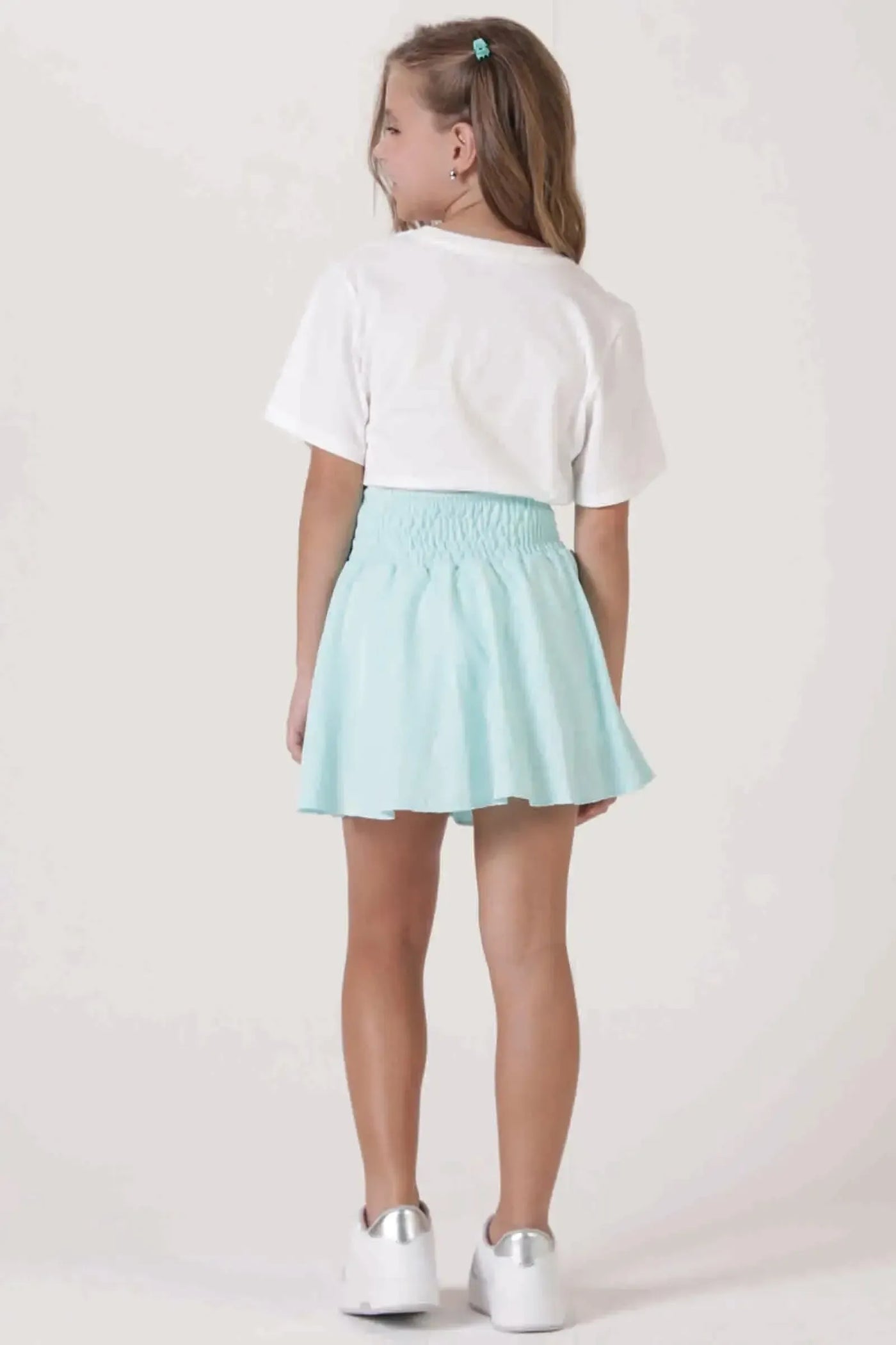 Conjunto de Blusa em Meia Malha e Saia em Crepe Dua Lipa com Shorts Embutido 88825 Lilimoon Teen Menina