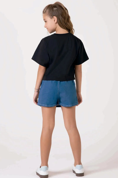 Short Saia em Jeans com Elastano 89011 Lilimoon Teen Menina
