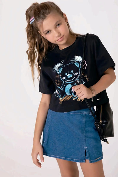 Short Saia em Jeans com Elastano 89011 Lilimoon Teen Menina