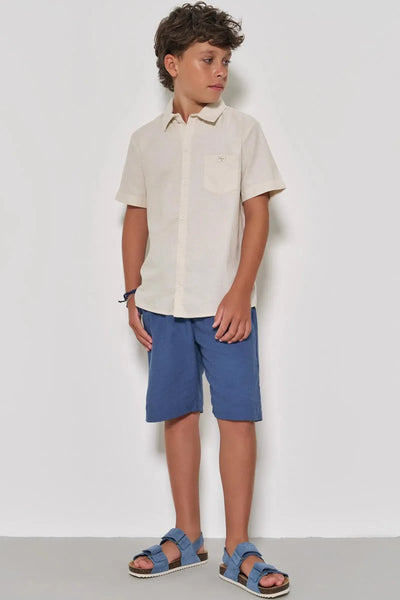 Bermuda em Linho Santorine com Elastano 86823 Johnny Fox Teen Menino