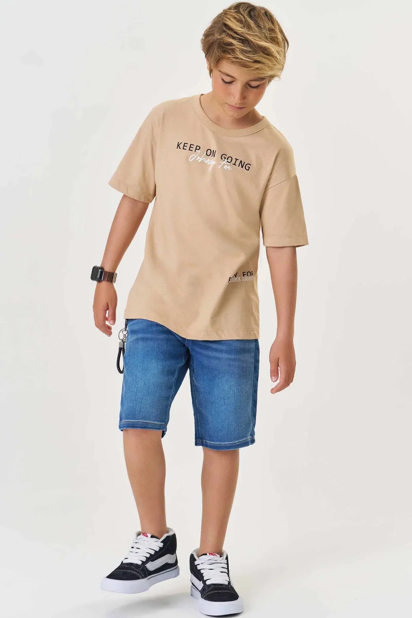 Bermuda Teen Menino em Malha Jeans Street com Elastano 82323 Johnny Fox