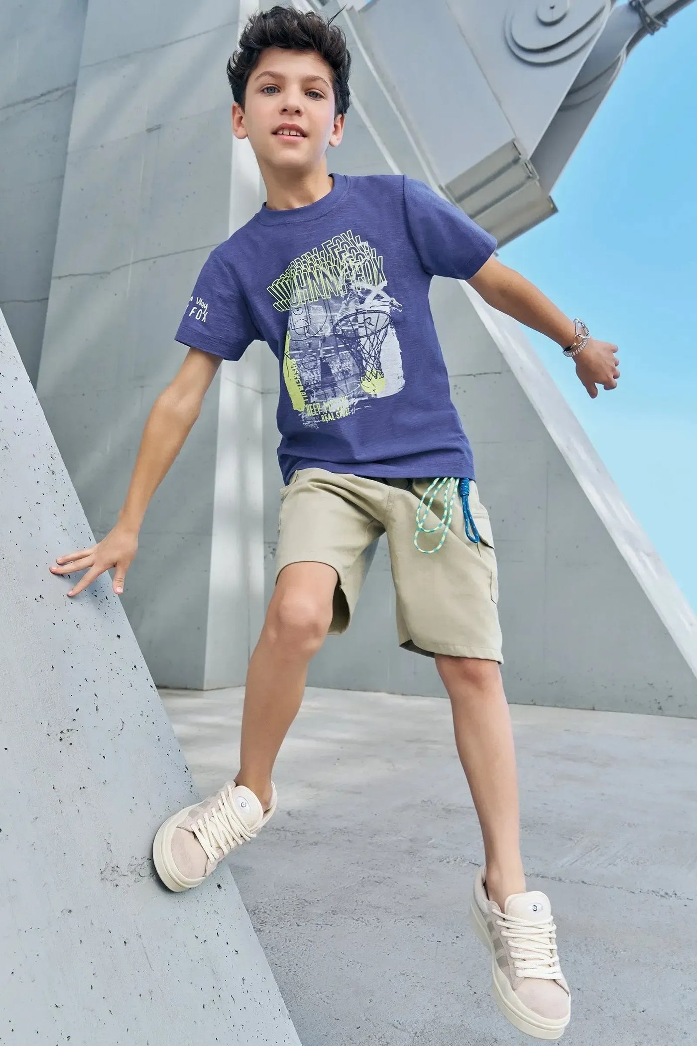 Bermuda em Sarja Girassol com Elastano 89728 Johnny Fox Teen Menino