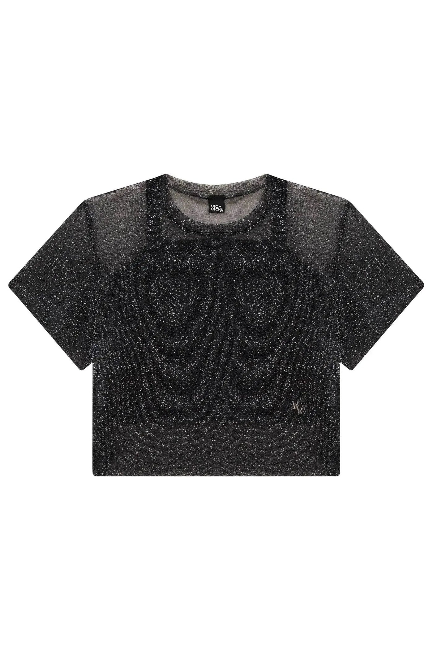 Blusa Boxy Sobreposição em Tule Brilho e Top Cropped em Ribana 86905 Vic&Vicky Teen Menina