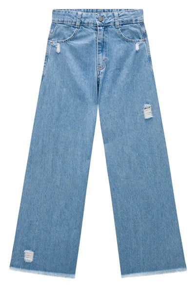 Calça Wide Leg em Jeans Arkansas 76919 Vic&Vicky