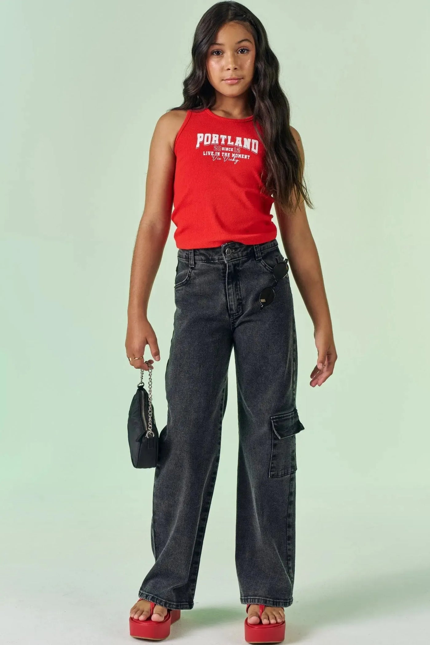 Calça Wide Leg em Jeans com Elastano 87510 Vic&Vicky Teen Menina