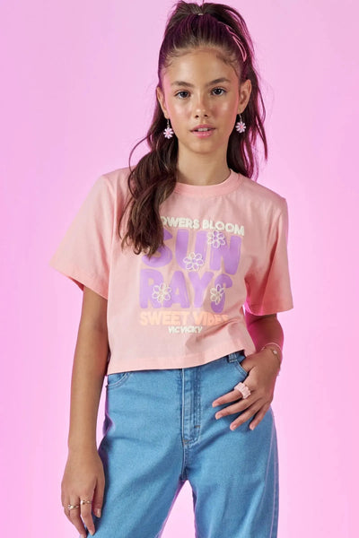 Camiseta Boxy Over em Meia Malha 86893 Vic&Vicky Teen Menina