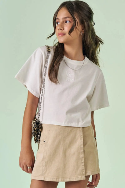 Camiseta Boxy Over em Meia Malha 87147 Vic&Vicky Teen Menina
