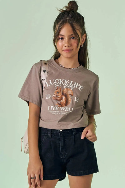 Camiseta Boxy Over em Meia Malha 88688 Vic&Vicky Teen Menina