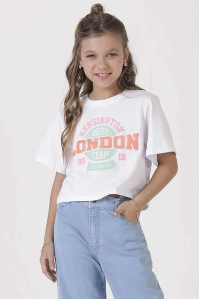 Camiseta Boxy Over em Meia Malha 90459 Vic&Vicky Teen Menina