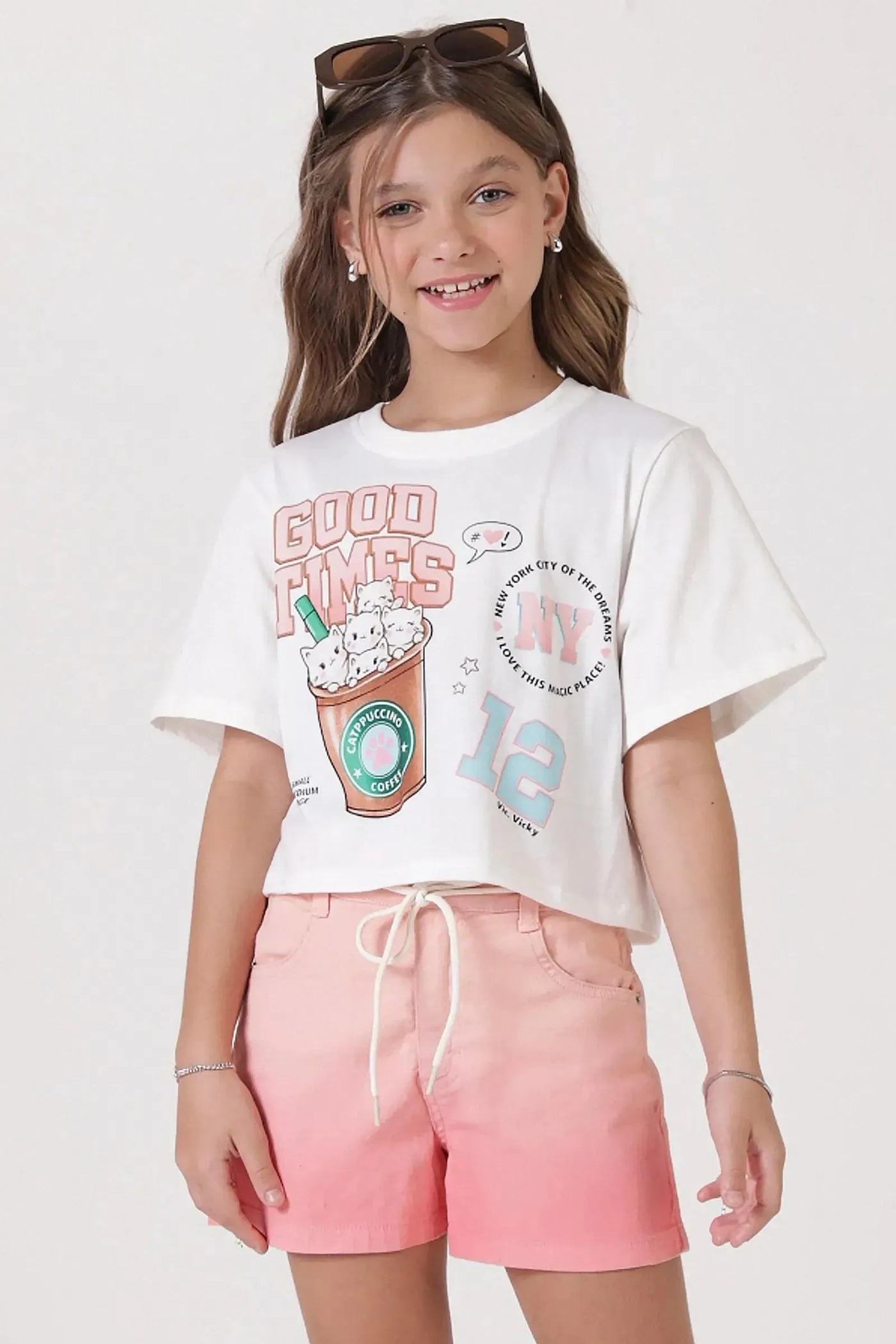 Camiseta Boxy Over em Meia Malha 90461 Vic&Vicky Teen Menina