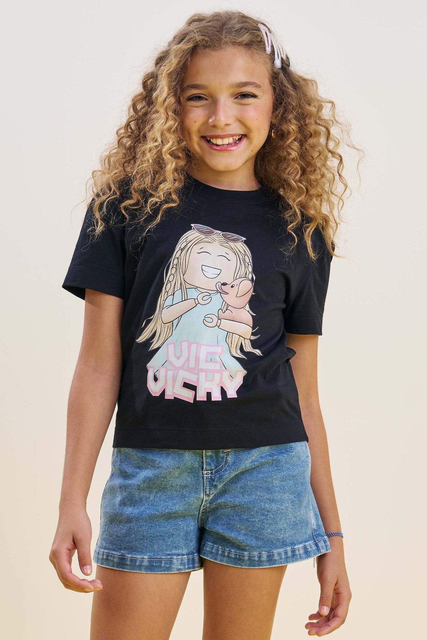 Camiseta Comfy em Meia Malha 85309 Vic&Vicky Teen Menina