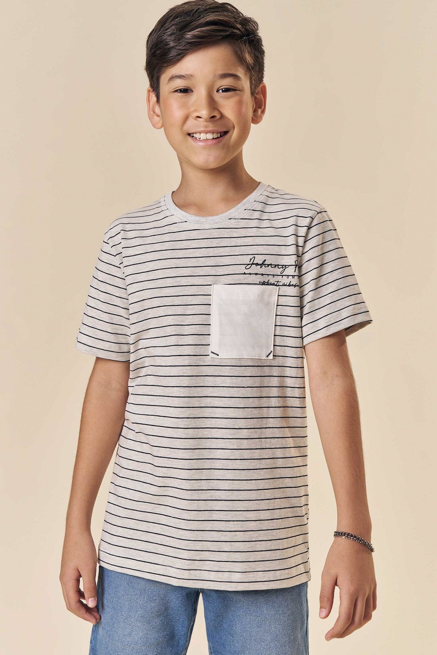 Camiseta em Cotton Listrado Fio Tinto 83508 Johnny Fox Teen Menino