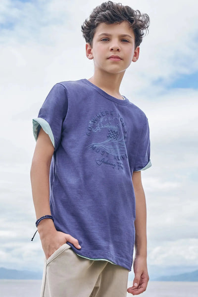 Camiseta em Meia Malha Flamê 86830 Johnny Fox Teen Menino