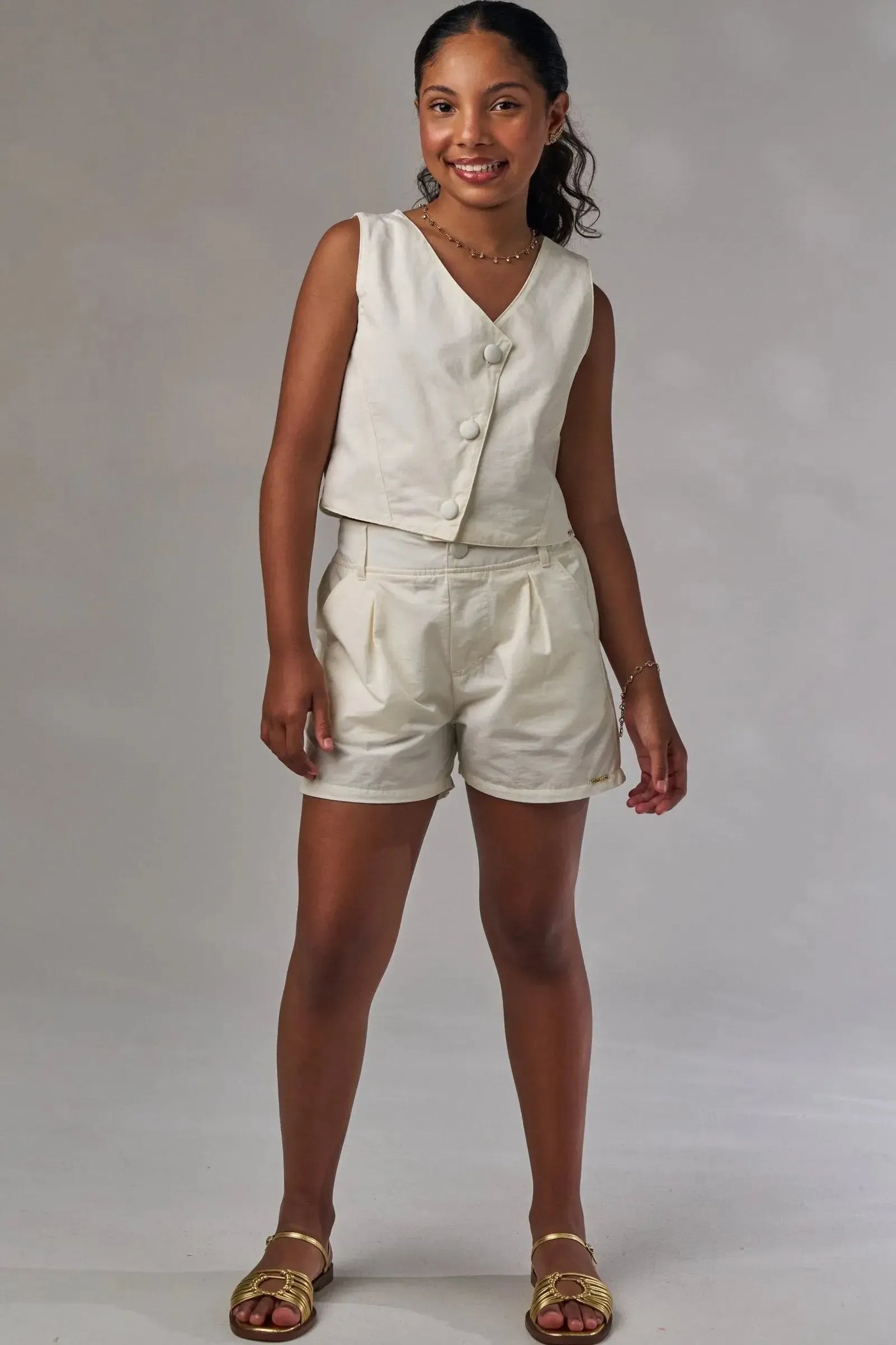 Colete Cropped em Alfaiataria Amore 86533 Lilimoon Teen Menina