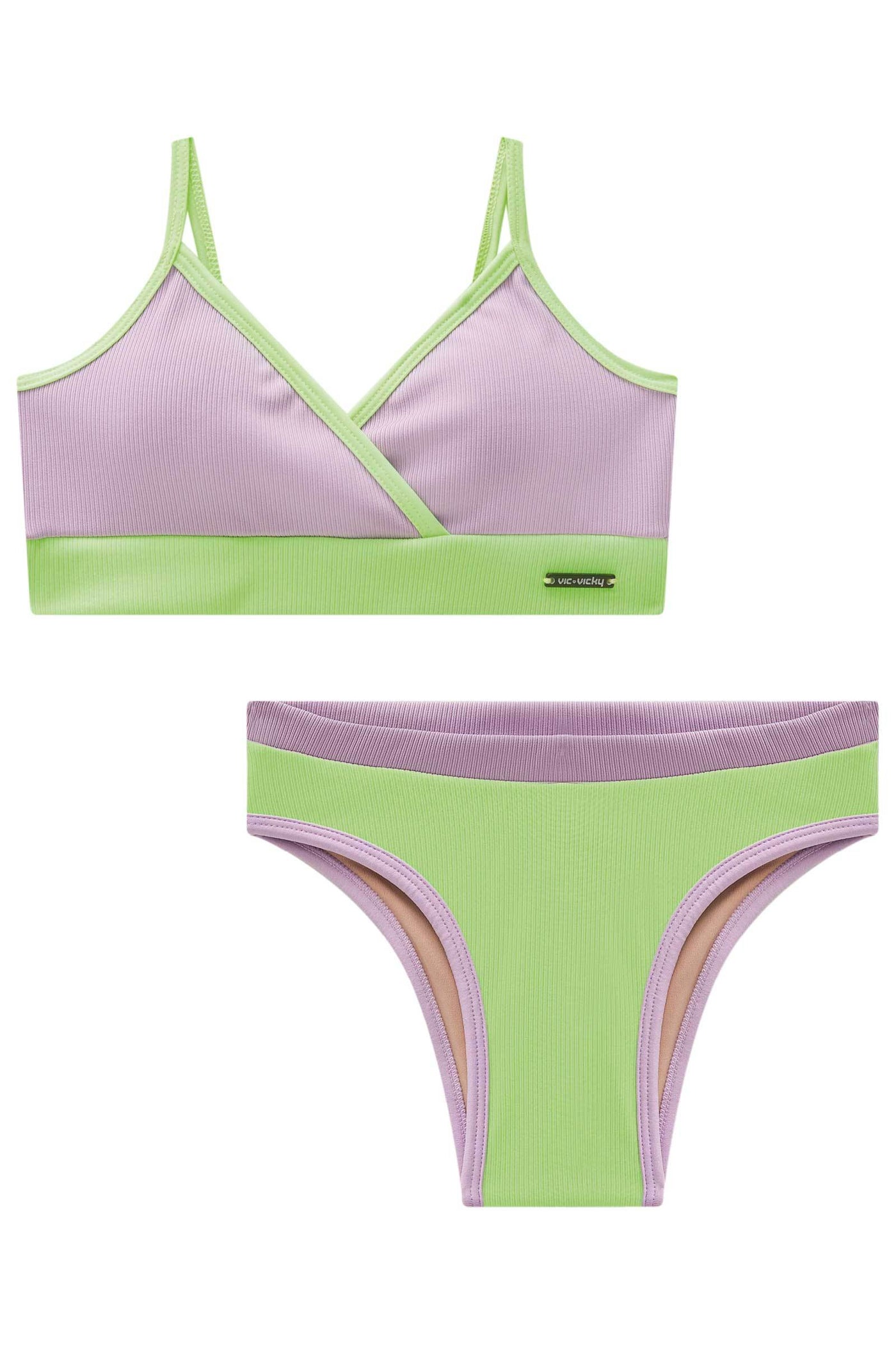Conjunto de Biquini Calcinha Tradicional em Malha Textura Canelada 84369 Vic&Vicky Teen Menina