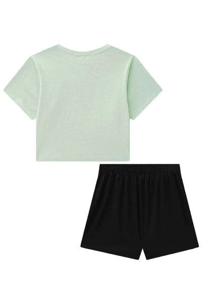 Conjunto de Blusa Boxy Over em Malha Flamê e Short Saia em Sarja com Elastano 88801 Lilimoon Teen Menina