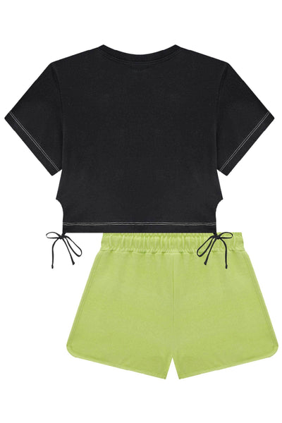 Conjunto de Blusa Boxy Over em Meia Malha e Shorts em Molecotton 77143 Vic&Vicky