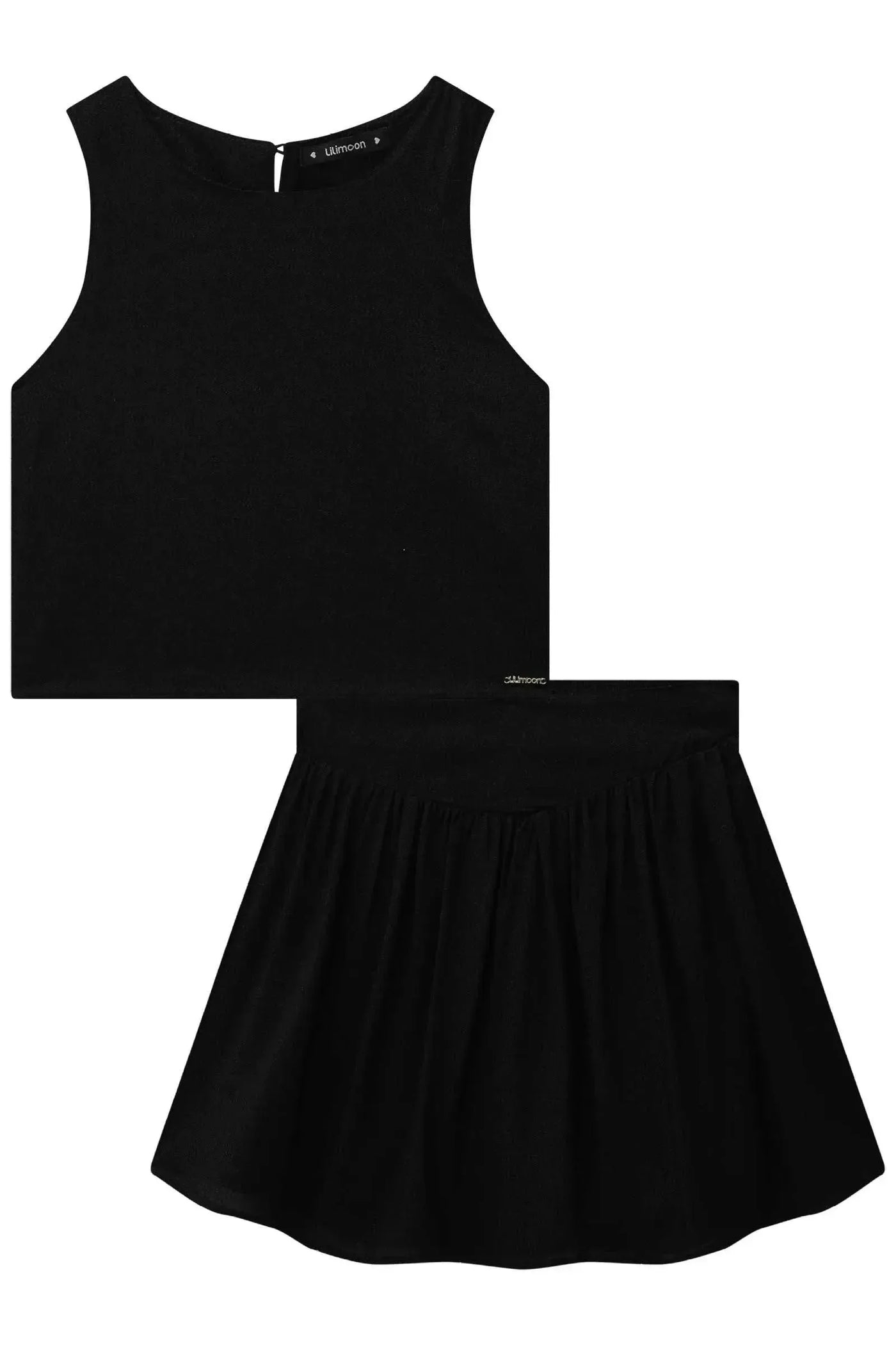 Conjunto de Blusa Cropped e Saia em Viscose Light Shine 87489 Lilimoon Teen Menina