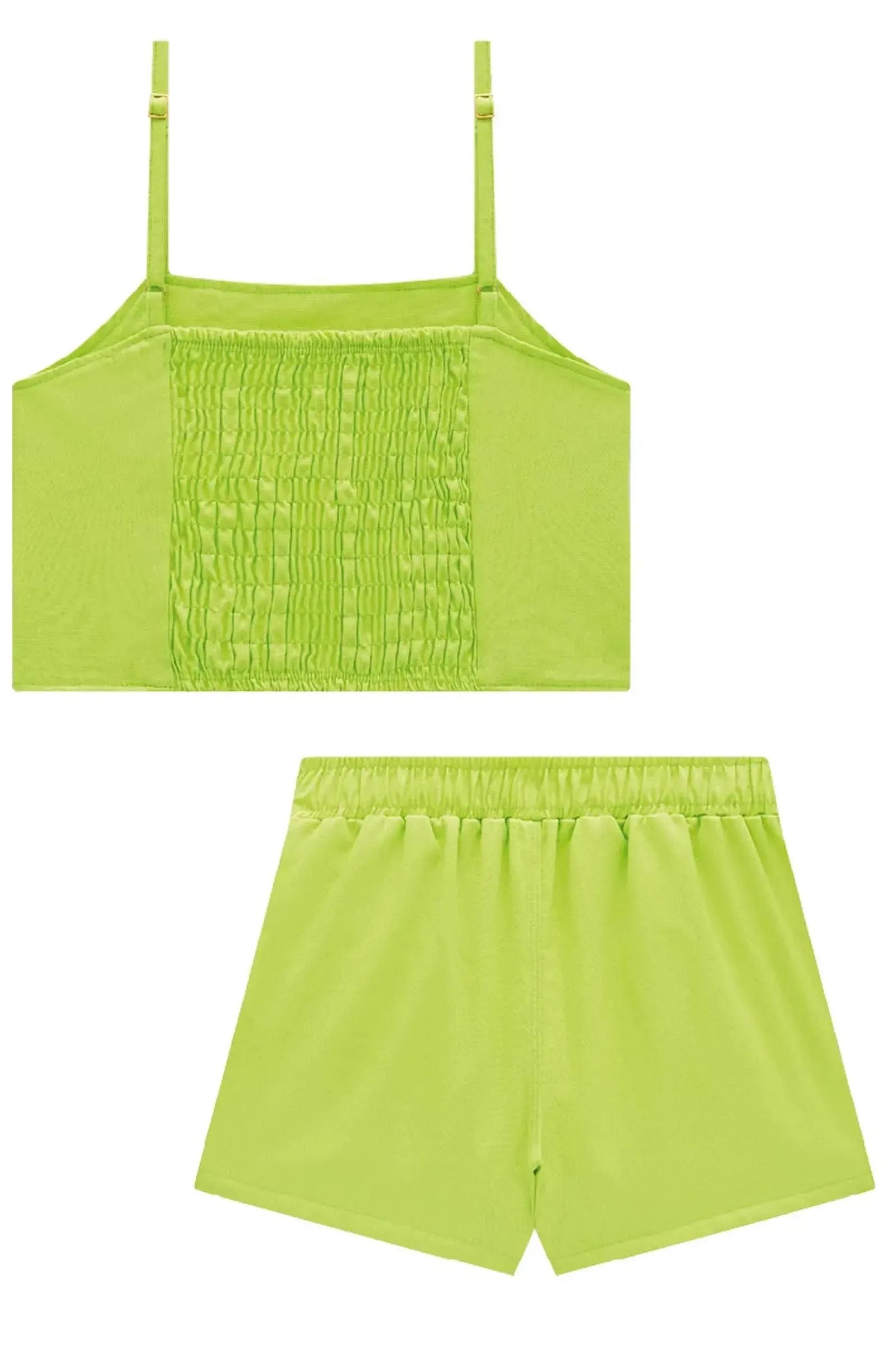 Conjunto de Blusa Cropped e Short Saia em Viscolinho 86685 Vic&Vicky Teen Menina