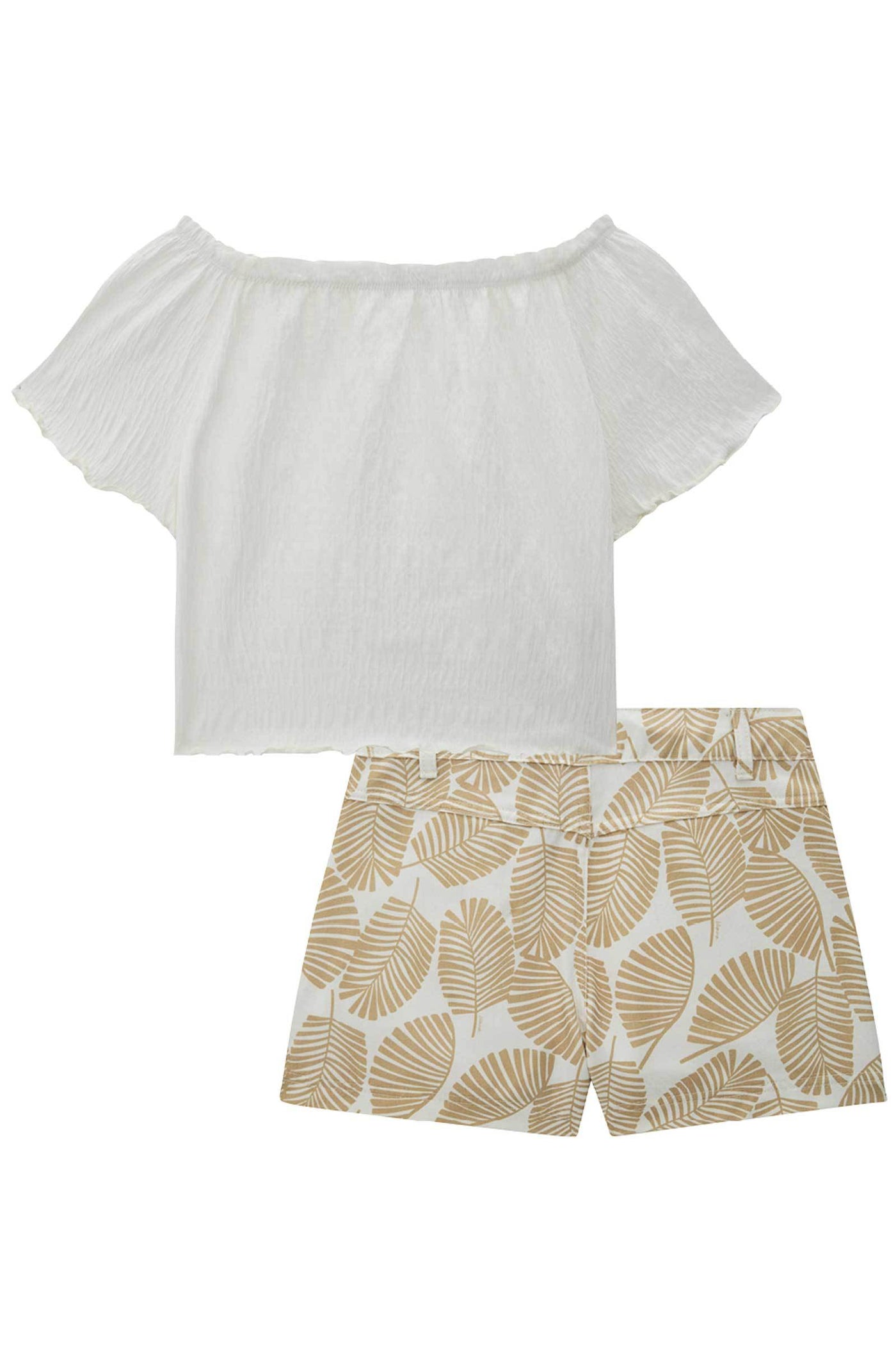 Conjunto de Blusa Croppesd em Malha Elastic e Short Saia em Sarja Estampada 78877 Lilimoon