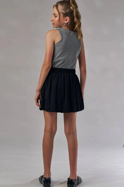 Conjunto de Blusa em Canelado e Saia Balonê em Tecido Texturizado Isla 87493 Lilimoon Teen Menina