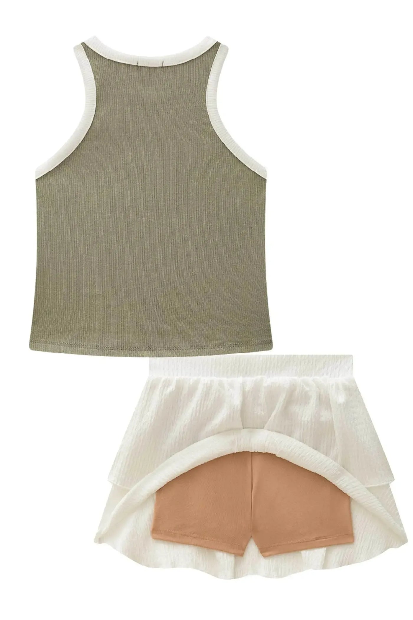 Conjunto de Blusa em Canelado Liz e Saia Ruffles em Malha Texturizada com Shorts Embutido 88644 Vic&Vicky Teen Menina