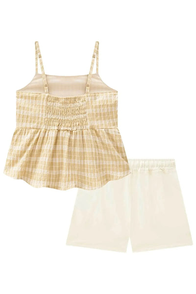 Conjunto de Blusa em Malha Texturizada e Shorts em Sarja com Elastano 87882 Vic&Vicky Teen Menina