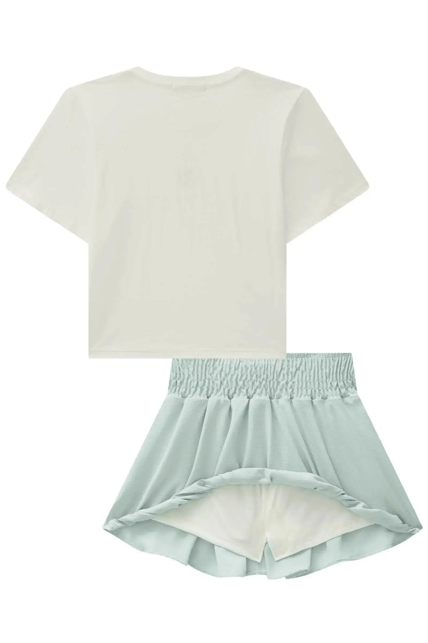 Conjunto de Blusa em Meia Malha e Saia em Crepe Dua Lipa com Shorts Embutido 88825 Lilimoon Teen Menina