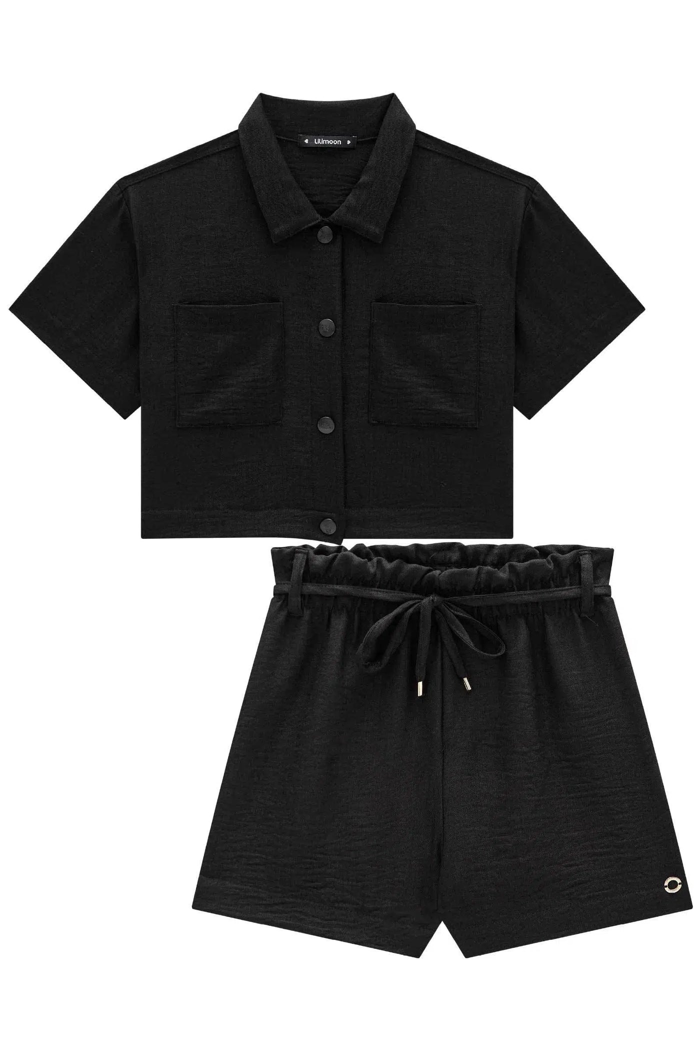 Conjunto Teen Menina de Camisa Cropped e Shorts em Air Flow 81794 Lilimoon