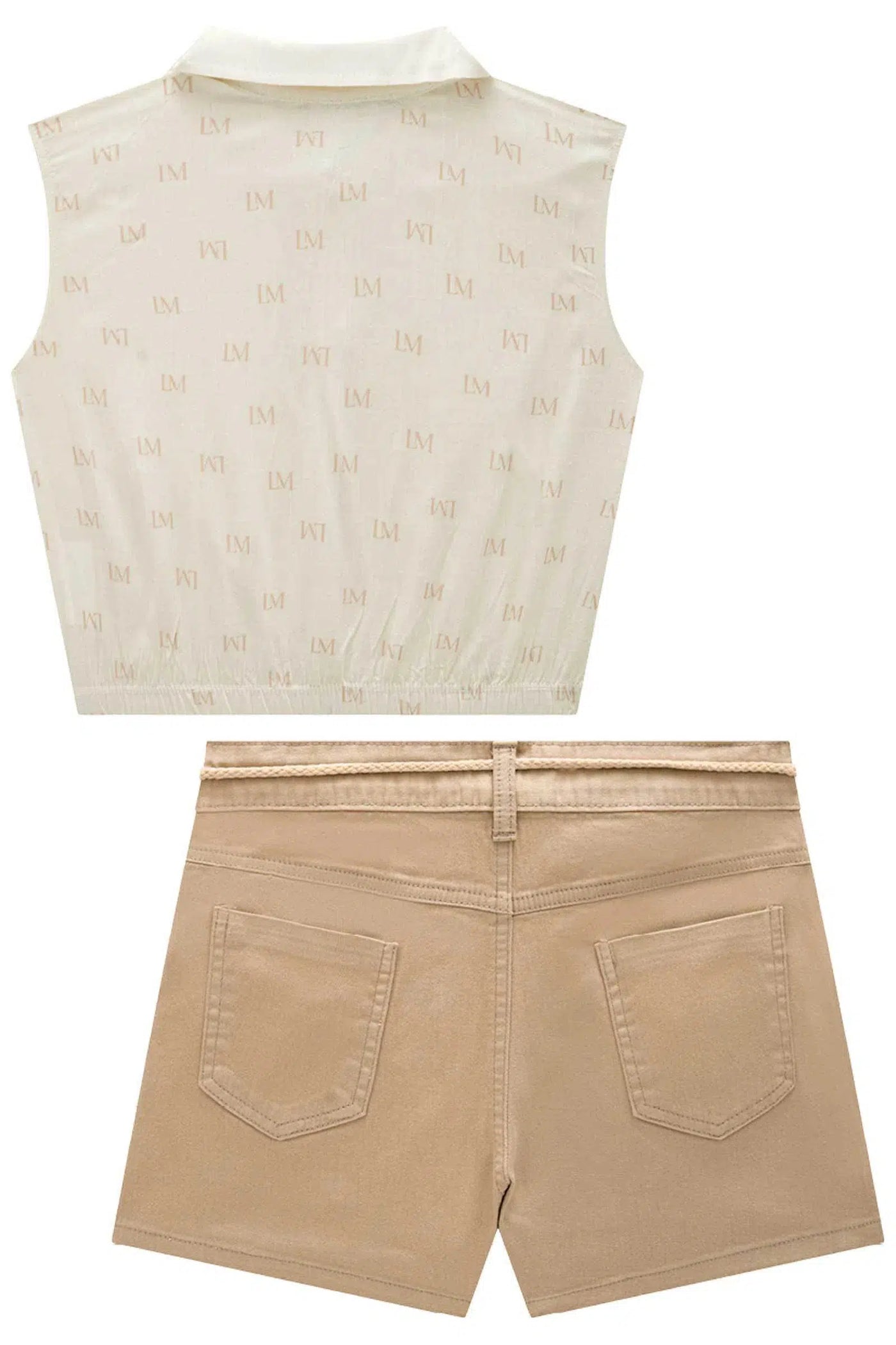 Conjunto Teen Menina de Camisa Cropped em Viscose e Shorts em Sarja 81819 Lilimoon