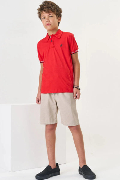 Conjunto Teen Menino de Camisa Polo em Meia Malha e Bermuda em Tecido Eco com Elastano 82142 Johnny Fox