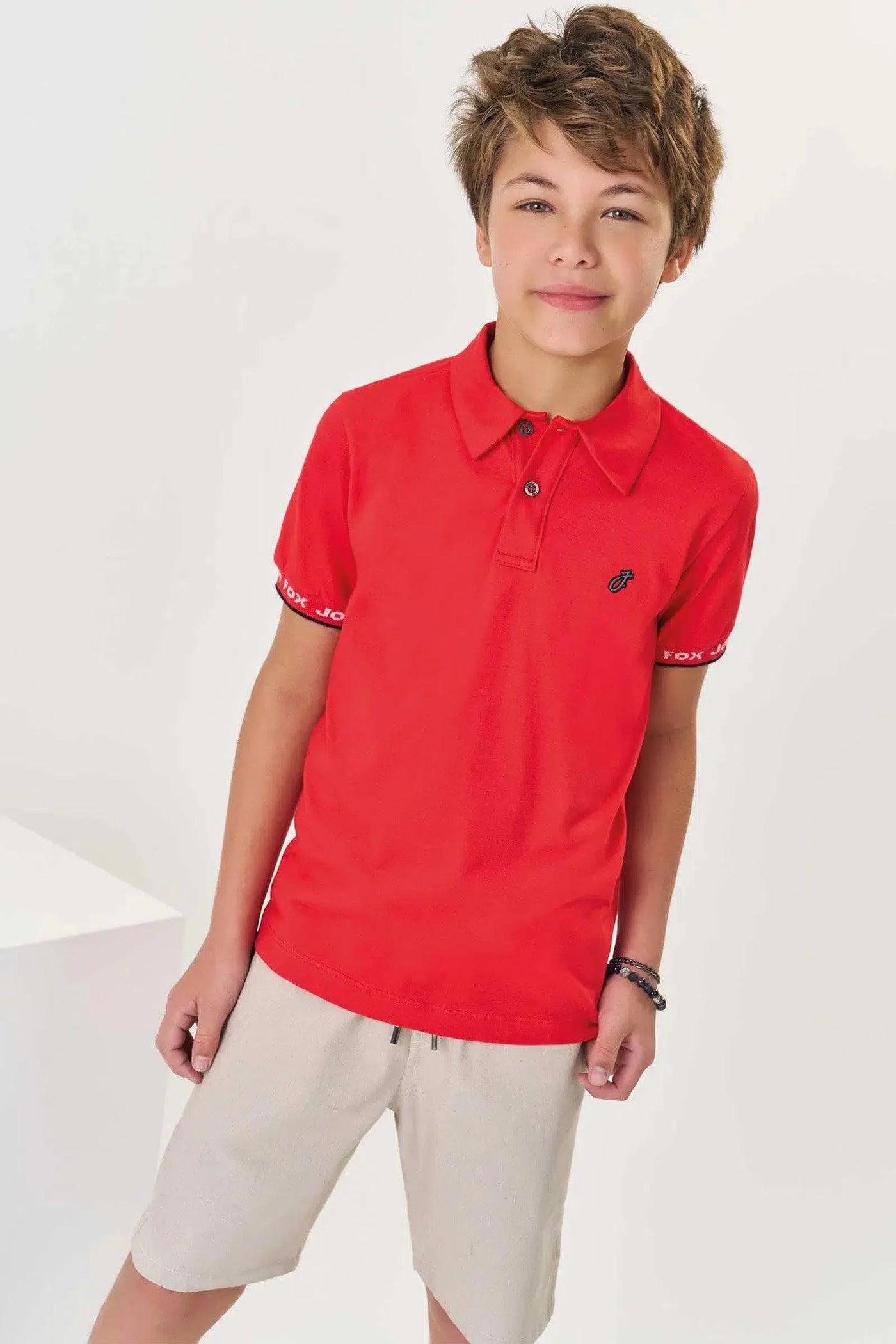 Conjunto Teen Menino de Camisa Polo em Meia Malha e Bermuda em Tecido Eco com Elastano 82142 Johnny Fox