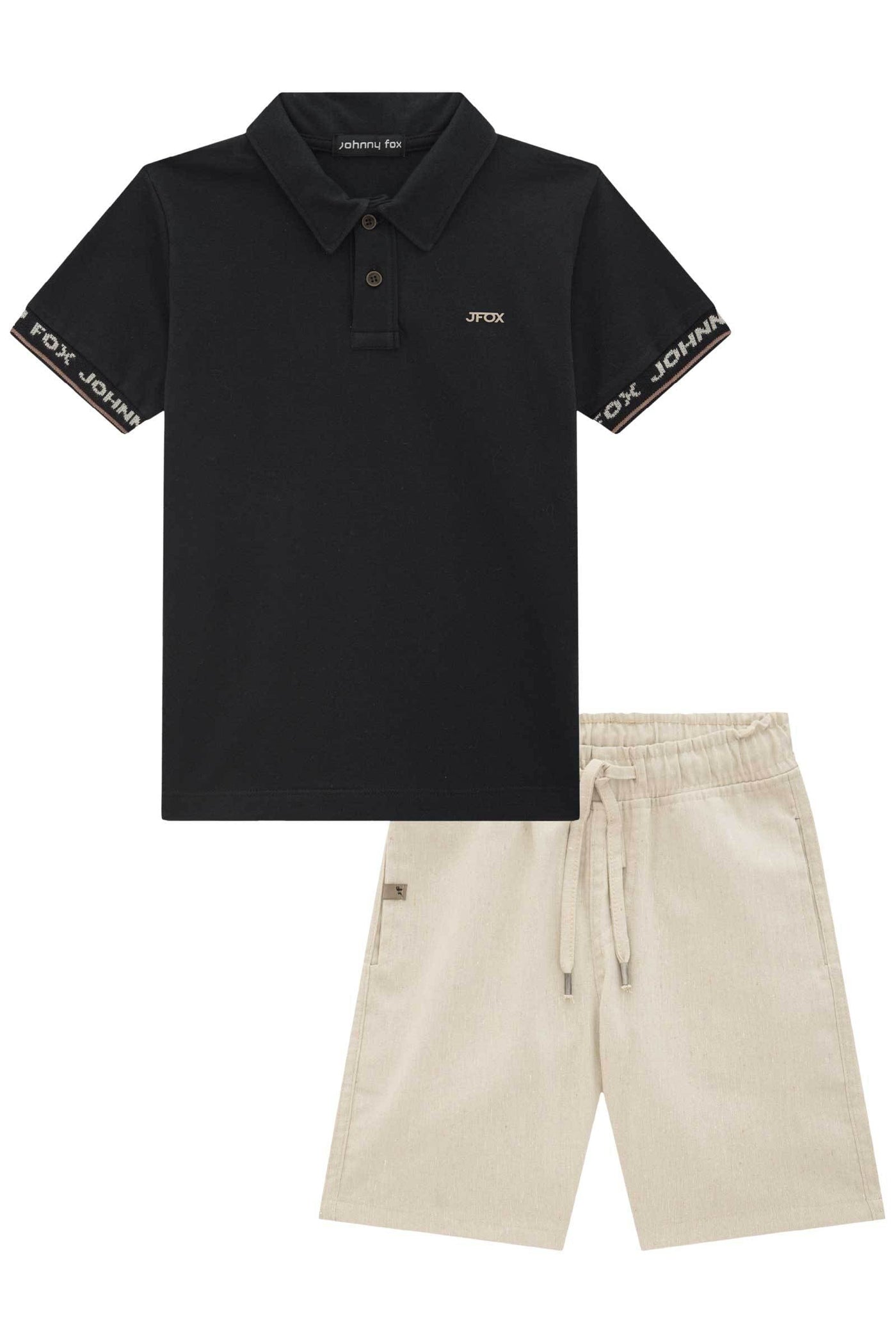 Conjunto de Camisa Polo em Piquet Elastano e Bermuda em Tecido Eco com Elastano 78251 Johnny Fox