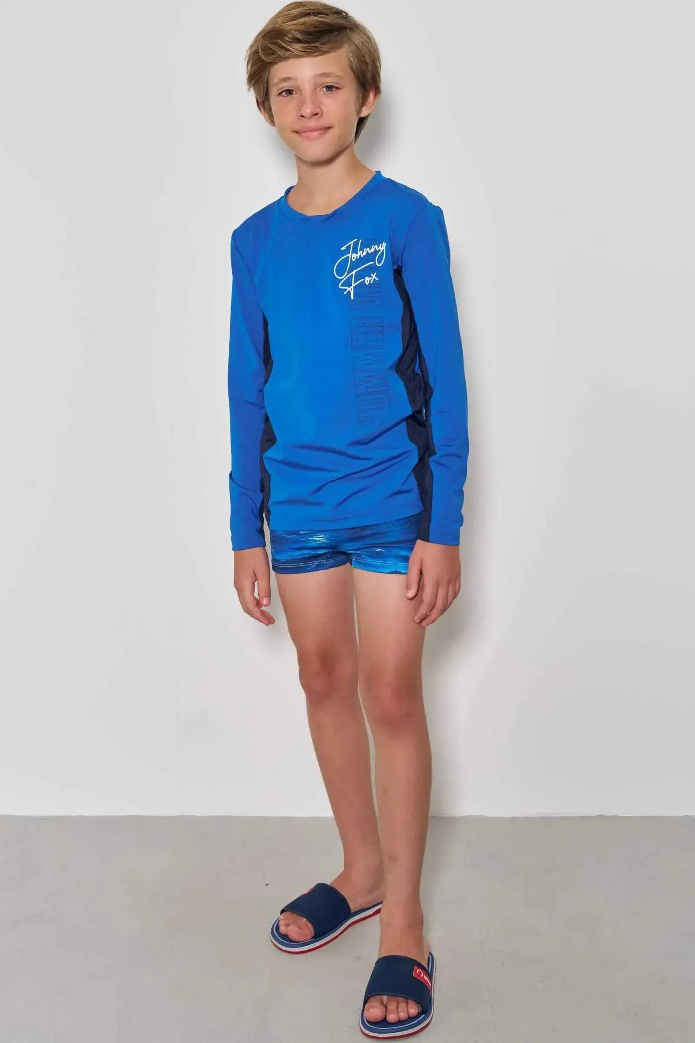 Conjunto de Camiseta e Sunga em Malha Uv Dry com Proteção Uv50+ 88306 Johnny Fox Teen Menino