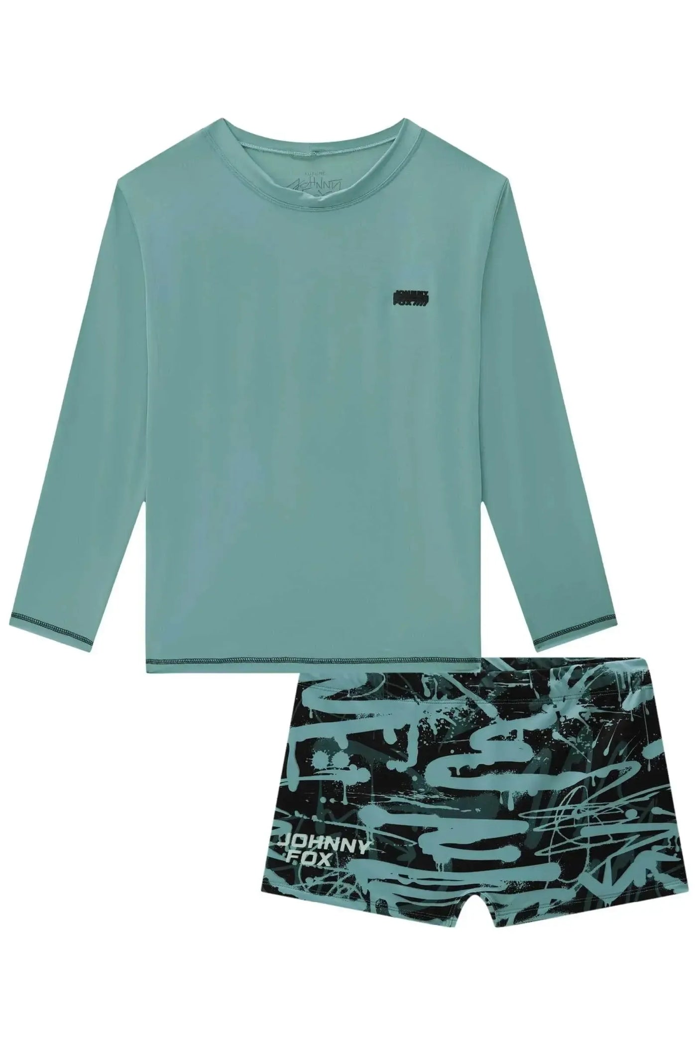 Conjunto de Camiseta e Sunga em Malha Uv Dry com Proteção UV50+ 88612 Johnny Fox Teen Menino