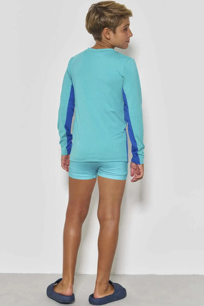 Conjunto de Camiseta e Sunga em Malha Uv Dry com Proteção Uv50+ 88617 Johnny Fox Teen Menino