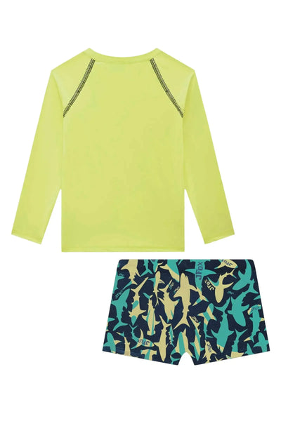 Conjunto de Camiseta e Sunga em Malha Uv Dry com Proteção Uv50+ 94213 Johnny Fox Teen Menino