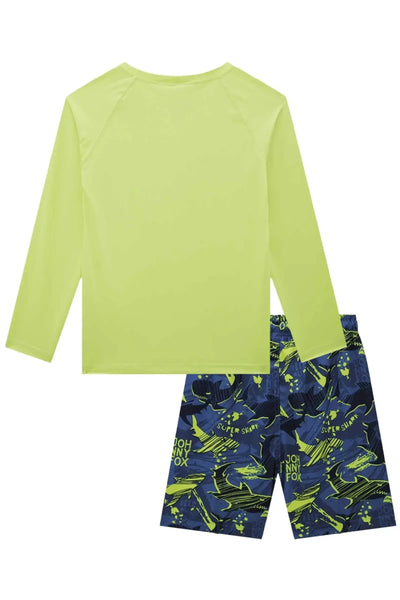 Conjunto de Camiseta em Malha Uv Dry com Proteção UV50+ e Bermuda em Nylon com Elastano 88268 Johnny Fox Teen Menino