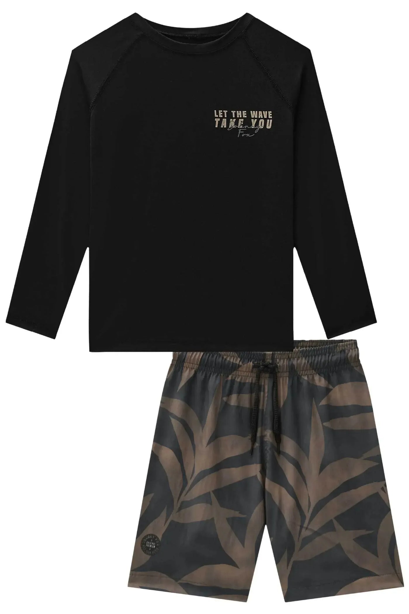 Conjunto de Camiseta em Malha Uv Dry com Proteção UV50+ e Bermuda em Nylon com Elastano 88626 Johnny Fox Teen Menino