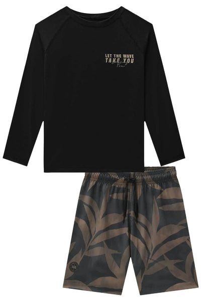 Conjunto de Camiseta em Malha Uv Dry com Proteção UV50+ e Bermuda em Nylon com Elastano 88626 Johnny Fox Teen Menino