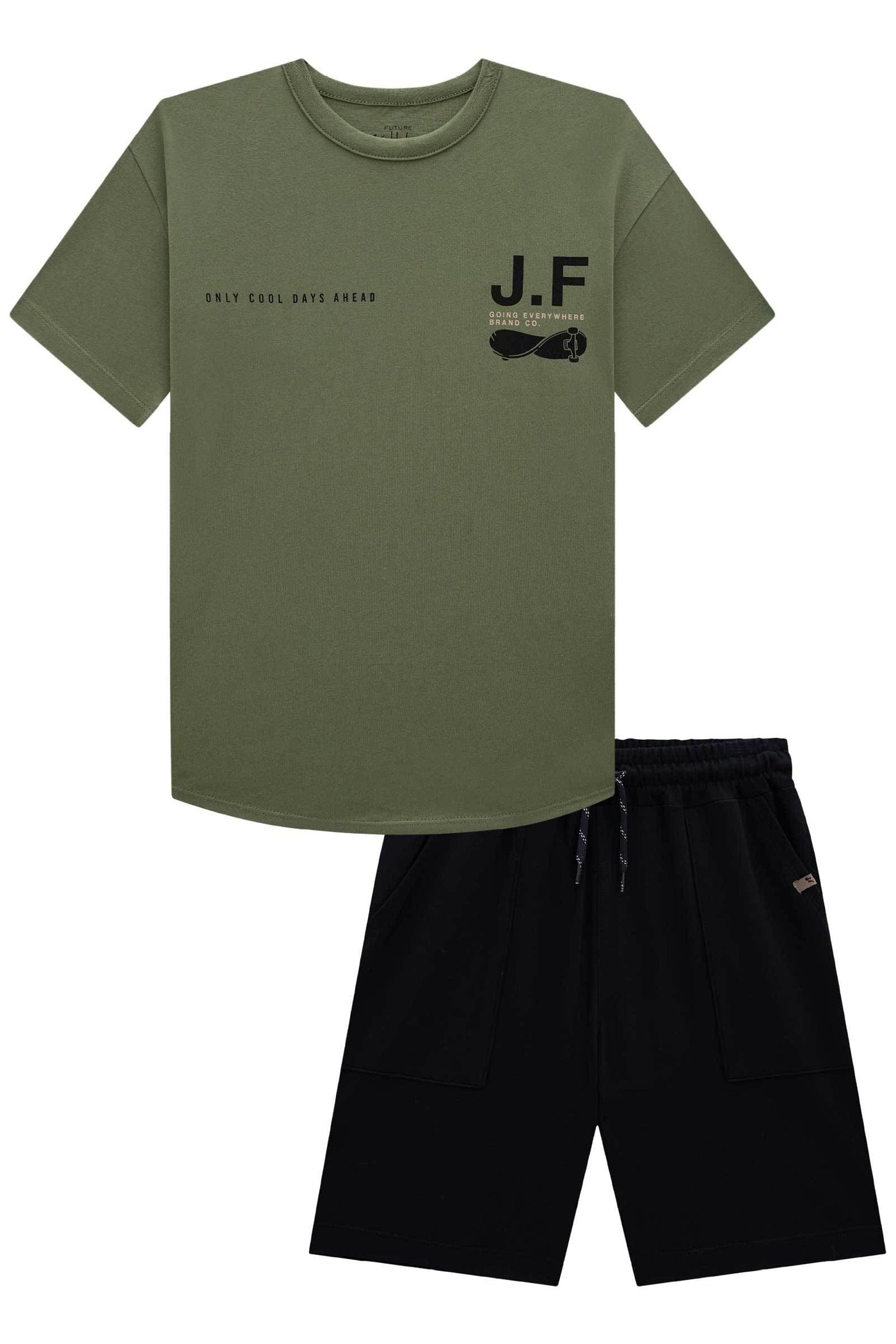 Conjunto de Camiseta em Meia Malha e Bermuda em Molevisco 78322 Johnny Fox