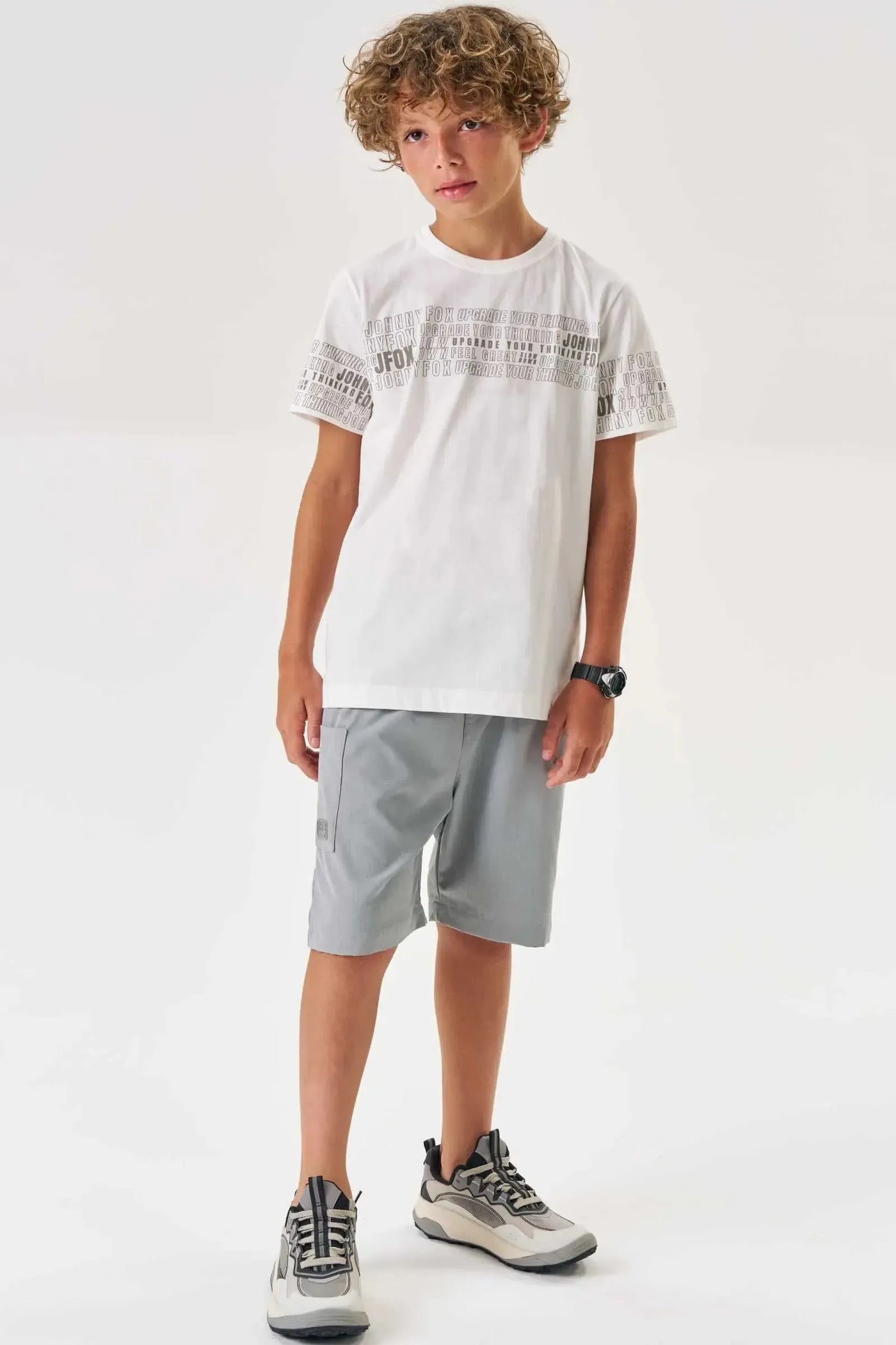 Conjunto de Camiseta em Meia Malha e Bermuda em Nylon Blend com Elastano 87605 Johnny Fox Teen Menino