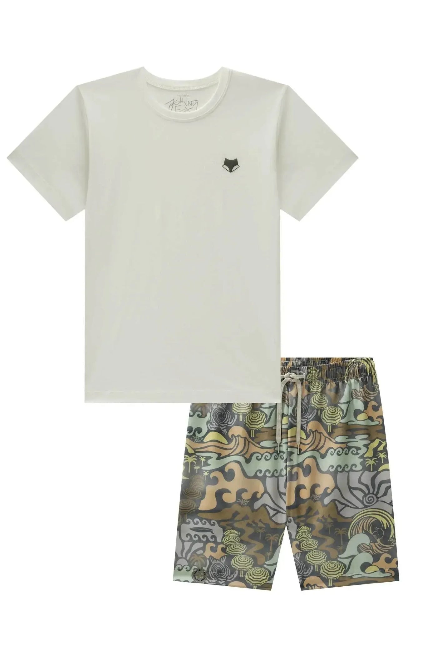 Conjunto de Camiseta em Meia Malha e Bermuda em Nylon Ergonomic com Elastano 88284 Johnny Fox Teen Menino