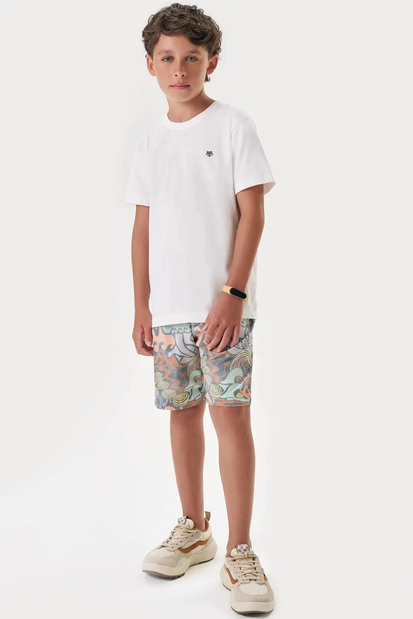 Conjunto de Camiseta em Meia Malha e Bermuda em Nylon Ergonomic com Elastano 88284 Johnny Fox Teen Menino