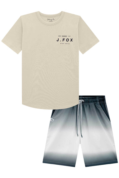 Conjunto de Camiseta em Meia Malha e Bermuda em Nylon Hidronatic Twill com Elastano 78652 Johnny Fox