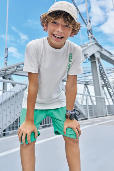 Conjunto de Camiseta em Meia Malha e Bermuda em Sarja Girassol com Elastano 88272 Johnny Fox Teen Menino