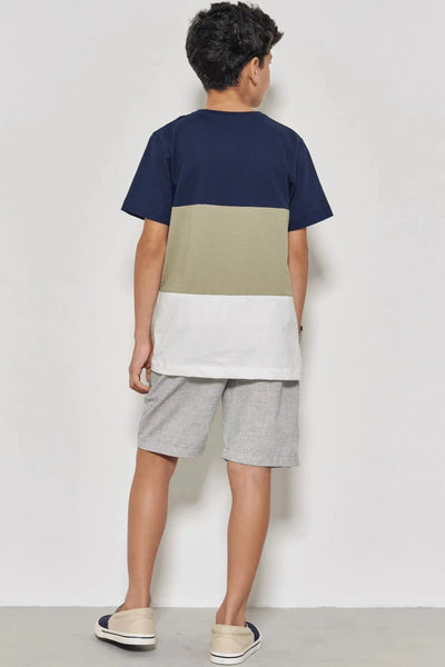 Conjunto de Camiseta em Meia Malha e Bermuda em Verano Milano 87720 Johnny Fox Teen Menino