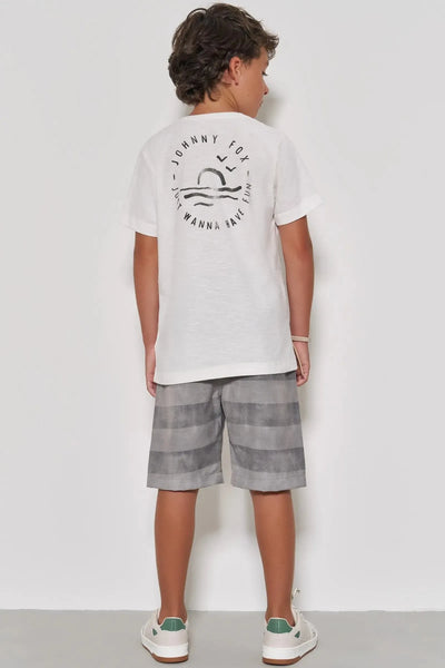 Conjunto de Camiseta em Meia Malha Flamê e Bermuda em Alfaiataria Katherine com Elastano 88275 Johnny Fox Teen Menino