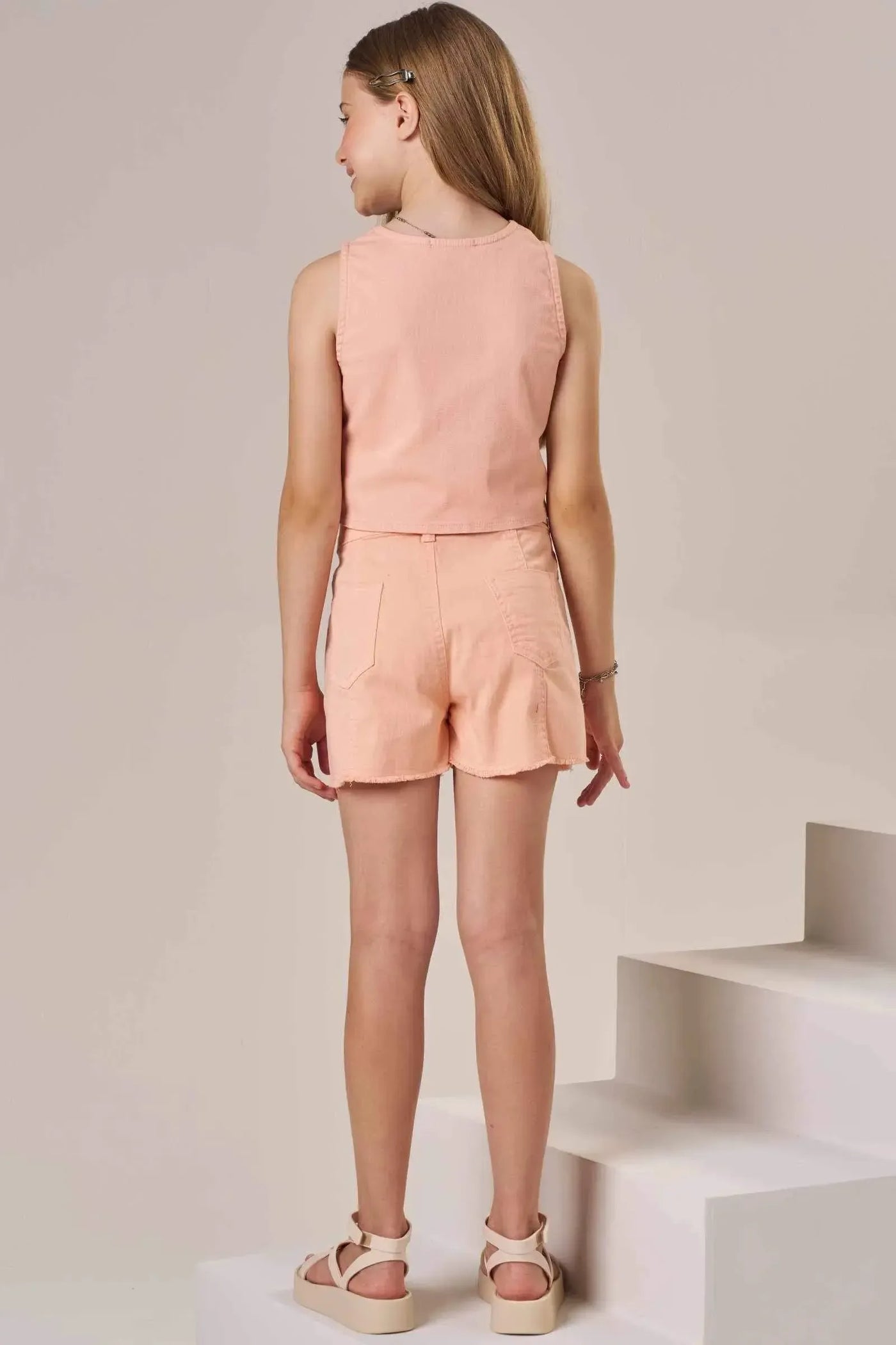 Conjunto de Colete e Shorts em Sarja com Elastano 86532 Lilimoon Teen Menina