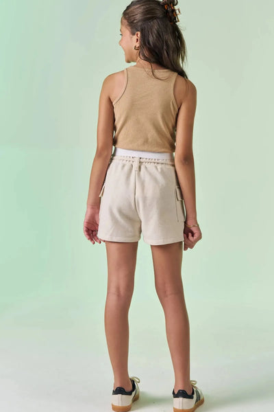 Conjunto de Cropped em Canelado Liz e Shorts em Moletom sem Pelúcia 86923 Vic&Vicky Teen Menina